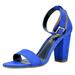 TOETOS Women's Classic Ankle Strap Open Toe Sandals Mid Chunky Heel Buckle Pump Sandals STELLA-02 ROYAL/BLUE Size 6