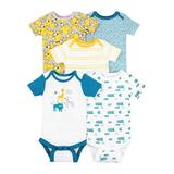 Little Star Organic Baby Boy 100% Organic Cotton Short Sleeve Bodysuits, 5-pack (NB-24M)