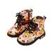 KidPika Children Kids Shoes Autumn Winter Warm Floral Fur Lined Shoes Ankle Boots Chelsea Martin Shoes