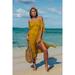 New Women's Cover-Ups Dress Sexy Ruffle Off Shoulder Beachwear See-through Maxi Dress