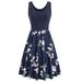 NHT&WT Women's Vintage Floral Sundress Sleeveless Midi Dress Cocktail Dress with Pockets