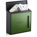Relaxdays - Briefkasten grün modern Zweifarben Design, DIN-A4 Einwurf, Stahl, groß, HxBxT: 33 x 35