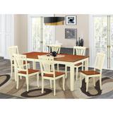 East West Furniture 7 Piece Dining Table Set- a Rectangle Dining Room Table and 6 Wooden Seat Chairs, Buttermilk & Cherry