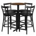 24'' Round Laminate Table Set with X-Base and 4 Ladder Back Metal Barstools