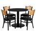 36'' Round Laminate Table Set with 4 Wood Slat Back Metal Chairs