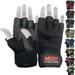 Weightlifting Gloves with Integrated Wrist Wrap Support Half Finger Body Building Gym Glove Black Small