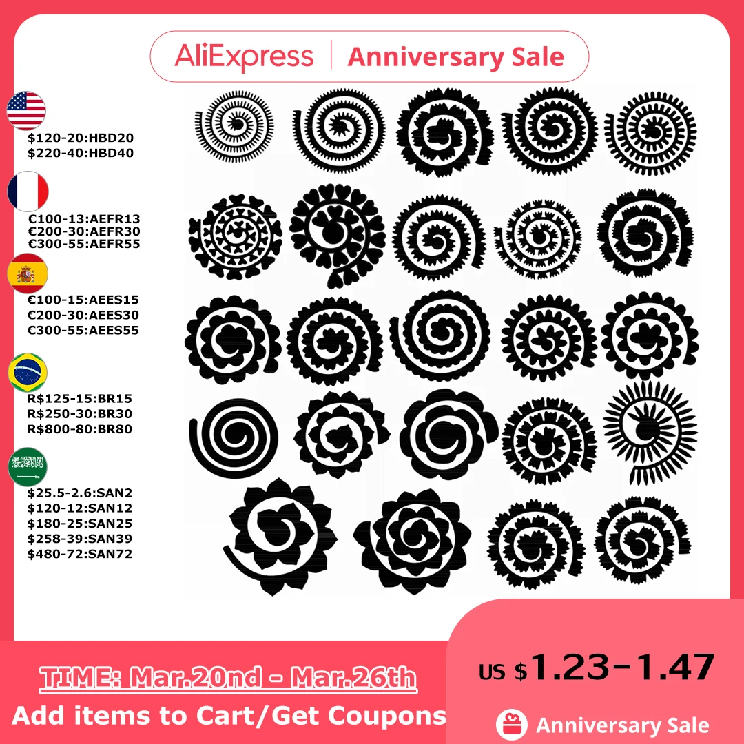 Divers 3D beau pétale d'amour roulé Rose fleur Collection métal matrices de découpe ensemble pour bricolage Scrapbooking artisanat papier cartes 2023
