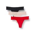 Tommy Hilfiger Women's 3P Thong Panties, Pr Red/Bal Beige/Black, XS