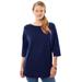 Plus Size Women's Perfect Elbow-Sleeve Boatneck Tee by Woman Within in Navy (Size 3X) Shirt