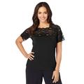 Plus Size Women's Stretch Lace Neckline Top by Jessica London in Black (Size S)