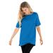 Plus Size Women's Perfect Cuffed Elbow-Sleeve Boat-Neck Tee by Woman Within in Bright Cobalt (Size L) Shirt