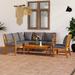 vidaXL 5 Piece Patio Lounge Set with Cushion Solid Acacia Wood - 45.1" x 23.8" x 31.9"