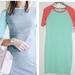 Lularoe Dresses | Brand Lularoe Midi Dress Mint Green Coral Size Xxs | Color: Green/Pink | Size: Xxs