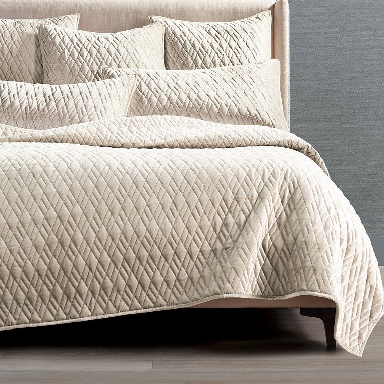 Marquette Velvet Quilted Bedding - Champagne, Champagne Sham, Euro Champagne Sham - Frontgate