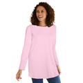 Plus Size Women's Perfect Long-Sleeve Crewneck Tunic by Woman Within in Pink (Size 26/28)