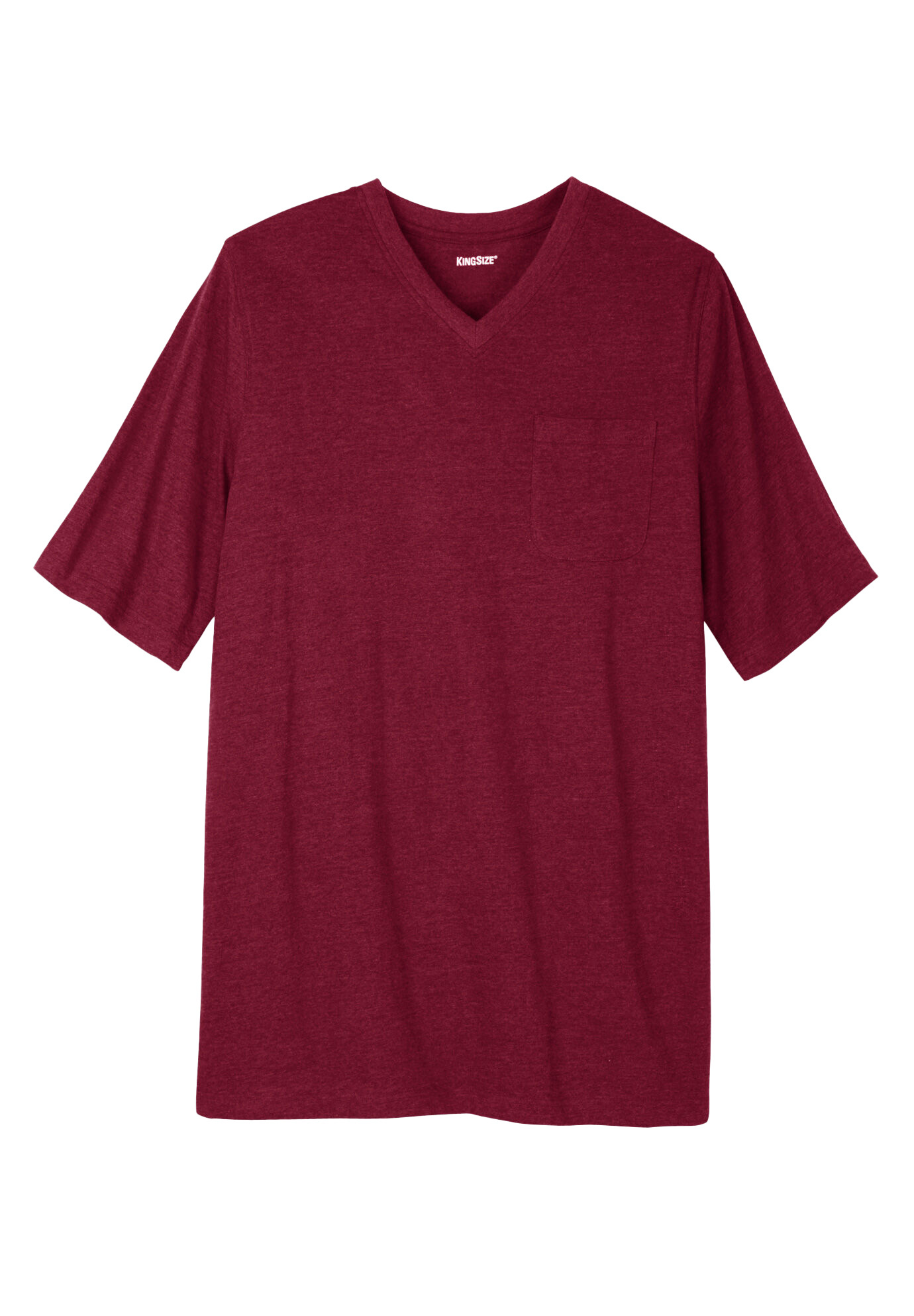 Men's Big & Tall Shrink-Less Lightweight Longer-Length V-neck T-shirt by KingSize in Rich Burgundy (Size 9XL)