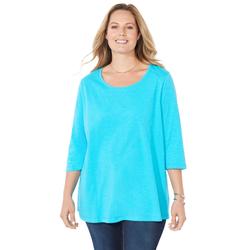 Plus Size Women's Active Slub Scoopneck Tee by Catherines in Scuba Blue (Size 1XWP)