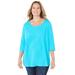 Plus Size Women's Active Slub Scoopneck Tee by Catherines in Scuba Blue (Size 1XWP)