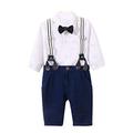 Baby Boys Bodysuits+Bib Pants Gentleman Newborn Bowtie Dinosaur Shirt Denim Trousers Outfit White&Denim 6-9 Months/73