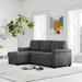 Gray/Brown Sectional - Mercury Row® Teen Mitchel 84" Wide Reversible Sleeper Sofa & Chaise Linen | 35 H x 84 W x 54 D in | Wayfair