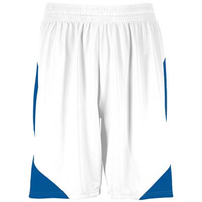 Augusta Sportswear 1733 Step-Back Basketball Shorts in White/Royal size 2XL | Polyester