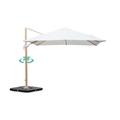 Parasol déporté carré 3x3m effet bois écru