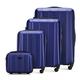 WITTCHEN Stabiler Reisekoffer Koffer-Set 4tlg. Trolley Material polycarbonat 4 Lenkrollen Zahlenschloss Blau