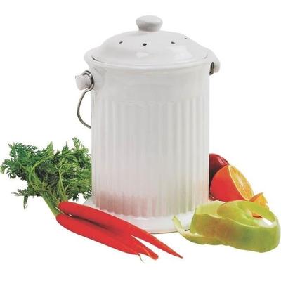 Norpro 93 White Ceramic Compost Keeper, 10.5" x 8"