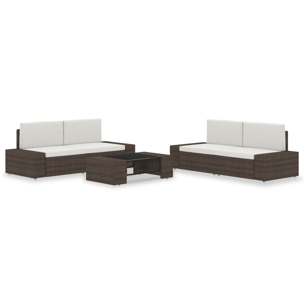 vidaXL 5-tlg. Garten-Lounge-Set Poly Rattan Braun Image