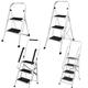 Portable Foldable 4 Step Steel Ladder – Anti Slip Feet – Heavy Duty Step Stool – 150KG Max Capacity – Safety Folding Design – 4 Step Ladder Ideal for Home/Kitchen/Garage