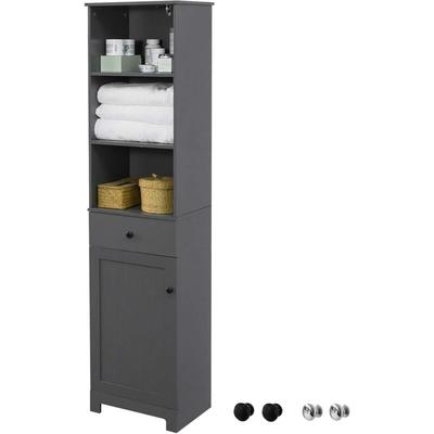 BZR17-DG Badezimmer Hochschrank Badschrank Badregal Badezimmerschrank mit 3 offenen Fächern, 1