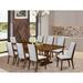 East West Furniture 9 Piece Dining Room Furniture Set- a Rectangle Wooden Table and 8 Linen Fabric Chairs, (Finish Options)