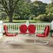 Griffith 3 Piece Metal Outdoor Conversation Seating Set - Loveseat & 2 Chairs in Red Finish