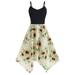 Women's Plus Size Dress Plus Size Fashion Womens Sunflower Print Asymmetric Camis Handkerchief Dress