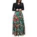 MIARHB Plus Size Skirt Floral Print women dress Women Long Sleeve Floral Print Long Maxi Dress Ladies Casual Dress