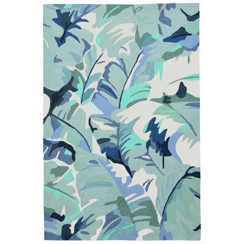 Capri Palm Leaf Rectangle Rug, 5' x 7'6"", Blue