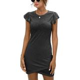 Colisha Summer Beach Dress for Lady Fashion Bodycon Mini Dress Slim O-neck Short Dress Solid Casual Dress for Womens