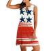 Sexy Dance Women Summer Sleeveless Casual Shirts Dresses American Flag Print Loose Comfy Swing Sundress Holiday Party Kaftan Baggy Dresses