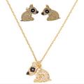 Kate Spade Jewelry | Kate Spade Milo Crystal Dog Necklace Pendant & Stud Earrings Set In Black & Gold | Color: Black/Gold | Size: Os