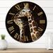 East Urban Home Portrait Of Two Giraffes Kissing I - Farmhouse wall clock Metal in Brown | 23 H x 23 W x 1 D in | Wayfair