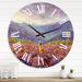 East Urban Home Woman In Yellow Dress & Hat Walking Through Fields - Traditional wall clock Metal in Indigo | 29 H x 29 W x 1 D in | Wayfair