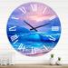 East Urban Home Golden Sunset Over The Sea By The Beach - Nautical & Coastal wall clock Metal in White | 36 H x 36 W x 1 D in | Wayfair