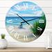 East Urban Home Couple In Love By The Beach - Nautical & Coastal wall clock Metal in White | 23 H x 23 W x 1 D in | Wayfair