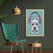 East Urban Home Dog Headphones Music Listening Yorkshire Terrier Hand Drawn Caricature - Picture Frame Graphic Art Print on Fabric Fabric | Wayfair