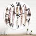 East Urban Home Colourful Boho Feather Set X - Bohemian & Eclectic wall clock Metal in Red | 29 H x 29 W x 1 D in | Wayfair