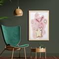 East Urban Home Rabbit Bunny w/ Star for Birthday Celebrations Shower Theme - Picture Frame Graphic Art Print on Fabric Fabric in Green | Wayfair