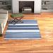 Blue/Navy 90 x 60 x 0.25 in Area Rug - Andover Mills™ Sallee Striped Handwoven Navy/White Area Rug Polyester | 90 H x 60 W x 0.25 D in | Wayfair