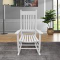 Red Barrel Studio® Comfort Wooden Porch Rocker Chair Wood/Solid Wood in White | 46.5 H x 33.5 W x 26 D in | Wayfair