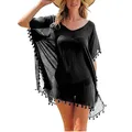 Robe de plage en mousseline de soie avec glands pour femmes cover-up pour bikini mini adt