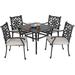 MFSTUDIO Cast Aluminum Patio Furniture 5 PCS: One 37" Metal Dining Table and Four Cast Aluminum Extra Wide Chairs